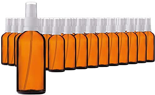 HandsUnity 100ml-70 piezas de Botella de Vidrio Rociador - Botellas de Vidrio Ámbar de Farmacia con Botella de Aerosol de Vidrio Atomizador Blanco Hecha de Vidrio Marrón que incluye 5 Accesorios…