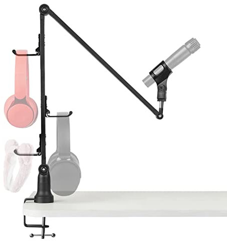 Geekria for Creators Microphone Arm, Mic Boom Arm with Headphones Hangers, Suspension Stand, Desk Mount Holder Compatible with Audio-Technica ATR2100x-USB, SAMSON Q2U