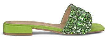 Alma En Pena Sandalo da donna piatto con strass. V23355 SUEDE LIME, Verde, 38 EU