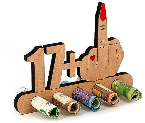 Giftota - Originelle Lustig 18. Geburtstag Geldgeschenk Holz - 17 + 1 - Geschenk zum 18.Geburtstag - Geburtstag Jubiläum - Geschenke aus Holz Frauen & Männer - 18 Geburtstag Deko