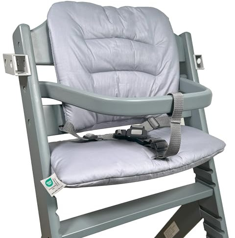 LaLoona Sitzauflage/Hochstuhl Kissen für Safety 1st / Bebeconfort Timba - 2 teiliges Sitzkissen, abwaschbar, OEKOTEX Standard 100, maschinenwaschbar - Grau beschichtet
