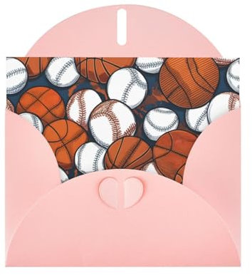 YYHWHJDE Grußkarte aus hochwertigem Perlpapier, Motiv: Baseball/Basketball/Fußball/Hockey/Eishockey; 10,2 x 15,2 cm, für Geburtstagskarte, Party-Einladungskarten