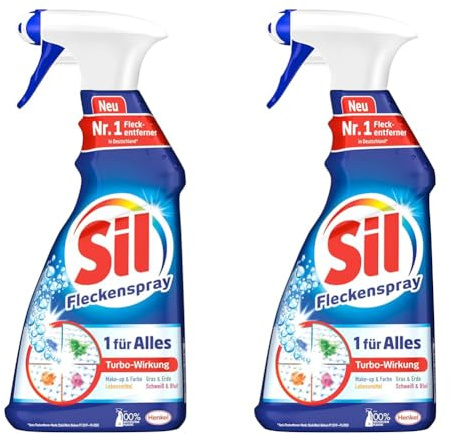 Sil 1 für Alles Fleckenspray, 500 ml, Fleckentferner mit Turbowirkung für alle Fleckenarten, Farben und Temperaturen (Packung mit 2)
