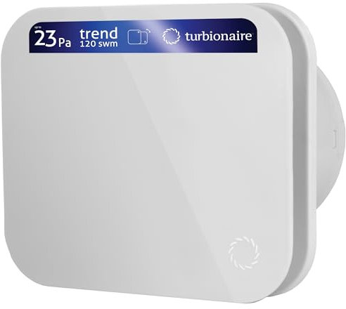 Turbionaire TREND 120 SWM Ventilatore da bagno, Per Per la ventilazione di bagni e WC, Aspirazione perimetrale, Parete/soffitto,120 mm, Valvola di non ritorno, IPX4, Contro umidità e muffa