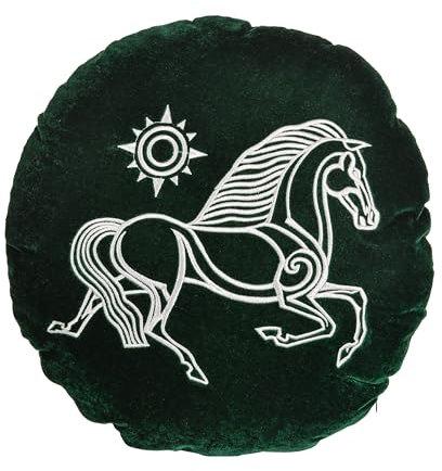 Elbenwald Herr der Ringe Kissen mit Rohan Motiv rund Ø 45 cm Samt grün