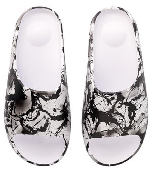 Dedoles Badeschuhe & Hausschuhe viele lustige Designs Bücher Kaffee Katze Party Pizza Dackel Fuchs Panda Delfin Geschenk, Farbe: Schwarz-Weiße Kunst (Chunky Slides), Gr.: 39 EU