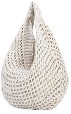 Stizimn Große Strandtasche für Damen, Sommer, Strand, Tragetasche, ästhetische Tragetasche, Hippie-Tasche, Stricktasche, Beige