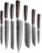 Shinrai Japan Messerset - 7-teiliges Küchenmesser Set - Japanisches Messer mit Japanisches Damastmuster - Handgefertigte Qualität Kochmesser mit Luxus-Geschenkbox
