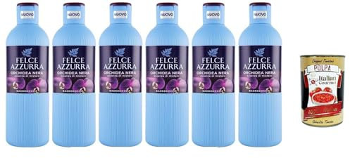 Paglieri Felce Azzurra Bagnodoccia Orchidea Nera, Schwarze Orchideen-Körperwäsche, Duschgel 6x 650ml + Italian Gourmet polpa 400g
