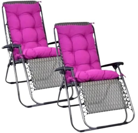 Anwicar Lot de 2 coussins de chaise longs avec liens et dossier - Doux et confortables - Pour chaise longue de jardin, chaise longue de jardin - Rose
