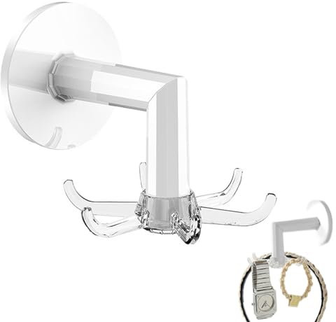 Yianyal 360 Grad drehbarer Klapphaken, zusammenklappbarer Küchenutensilien-Aufhänger mit 6 Haken, multifunktional, stanzfrei, selbstklebend, wasserdicht, strapazierfähig, für die Küche