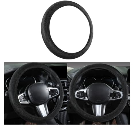 Adunsiaoto Anti-Slip Microfiber Ice Silk Steering Wheel Cover, Ice Silk Non-slip Car Steering Wheel Cover Without Inner Ring, Breathable Protector Interior Accessories for Autos Trucks(Black)