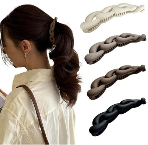 4 Piezas de Clips para el Cabello Banana Vintage para Coleta - para Cabello Grueso - para Damas y Niñas