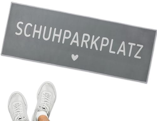 BETESSIN Fußmatte 35x100 cm in Grau - Schuhparkplatz Fussmatte für innen & außen - Fußabstreifer Innenbereich - Lustige Fußmatten Haustür - Türmatte Fußabtreter Dünne 5mm