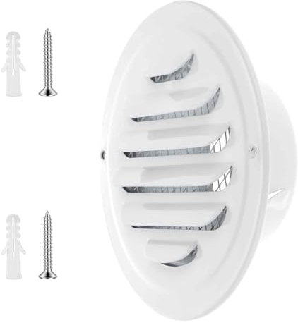 Lüftungsgitter Abschlussgitter 70mm, Weiße Lüftungsabdeckung aus 304 Edelstahl, Abzüge, Insektenschutz, Gitter & Belüftungen, Runde Wandlüftungsabdeckung für Haus, Büro, Garagenlüftung