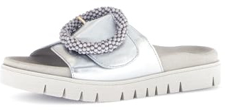 Gabor Damen Pantoletten, Frauen Slipper,Best Fitting,Schlupfschuhe,schluepfschuhe,Slip-ons,Backless Slipper,Mules,Silber,41 EU / 7.5 UK