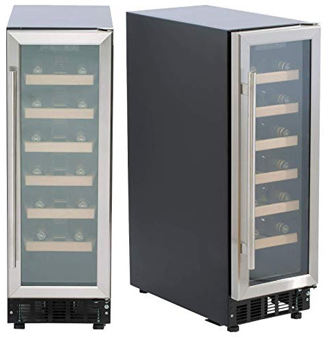 Undercounter Wine Cooler Fridge 19 Bottle Capacity 59L Light Silver Black Finish