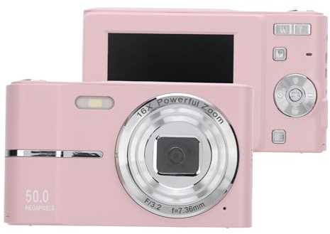Digital Camera, FHD 50MP 1080P Vlogging Camera with 2.4in Screen, 16X Zoom, Auto Focus, Photography Effects, Automatic Beauty, Portable Compact Small Camera (Roseate)