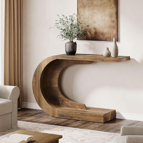 Tribesigns Konsolentisch, Beistelltisch für Wohnzimmer und Eingangsbereich, 110 x 35 x 75 cm, Konsolentisch Holz für Eingang, Flur, Foyer, Vintagebraun