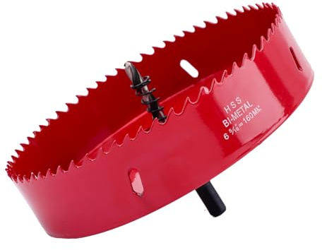 Lochsäge 160mm, Lochkreissäge mit Sechskant-Schaft und Bohrer Lochbohrer Set Bohrkrone für Holz, Rigips, Trockenbau, Kunststoffe,Universal HSS M42 Bi-Metall Lochsägen(160mm)