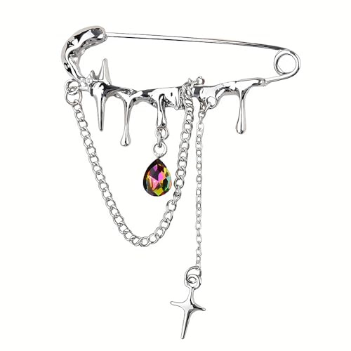 Broche punk en forme d'étoile pour homme et femme - Broche pour vêtements - Broche décorative pour col de châle