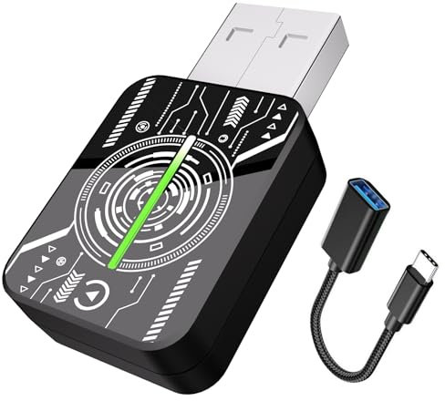 HEYINCAR+ CarPlay Wireless Adapter 2025 Upgrade CarPlay Dongle Convierte Cable a Inalámbrico para iPhone, USB C/A Adaptador CarPlay Compatible con iPhone iOS 10+/Andorid y Coches con CarPlay (White)