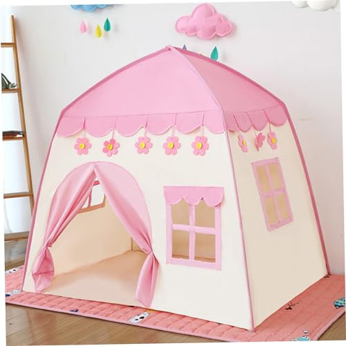 Tenda per bambini, 1.3x1x1.kids gioca una tenda interna con tende da finestre e porta, castello di principessa fata, casa giocattolo per ragazzi (rosa)