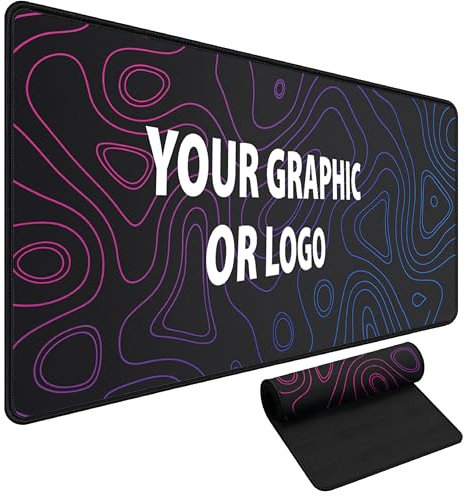 Gaming Pad Schreibtischunterlage zum selbsgestalten | Mousepad Anpassen 450x400 mm | 3 mm | Mausunterlage Geschenke für Gamer, Freund mit Wunschtext oder Bild [167]