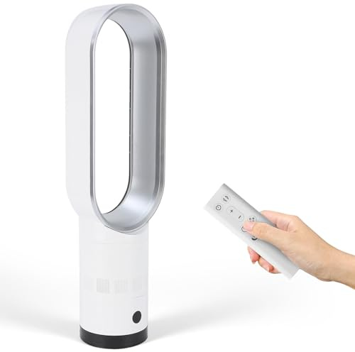18 Inch Tower Fan, Bladeless Fan Oscillating 80°, Portable Air Purifier Standing Fans, with Remote Control, 8H Timer, 8 Speeds, LED Display One Button Switch, Indoor Home Bedroom Office (silver-a)