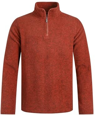 Weird Fish Newport 1/4 Zip Ribbed Fleece Rust Leaves Size L. (Jumper/Sweater/Fleece)