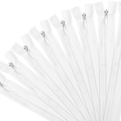 JAXICREY 8 Stück Reißverschluss 40cm, Nahtverdeckter Reißverschluss Weiß Reissverschluss Nylon Reißverschlüsse Reisverschluss Nähreißverschlüsse Kleiderreißverschluss für Kissen Taschen Kleidung Hosen