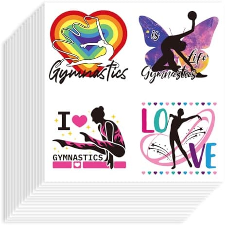 Hobbspring 80 Stück Kunstturnerin Aufkleber Regenbogen Liebe Schmetterlingsform Athletische Kunst Mädchen Aufkleber Für Turner Liebhaber Party Wasserdose Koffer Skateboard Dekoration 20 Blatt