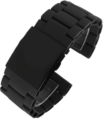 POYNMRE Gummibeschichtetes Stahl-Uhrenarmband, kompatibel mit SEVENFRIDAY P2/PS1/M2/Q2-Uhrenarmband, 28 mm, Schwarz/Rot, Uhrenarmband, Herrenzubehör(Noir)