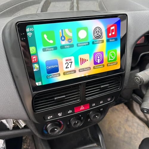 4+64G Android 14 Autoradio für FIAT Doblo 2010-2015, Combo 2011-2018 GPS Navi mit Wireless Carplay Android Auto, 9 Zoll DAB Radio Doppel Din Radio Bluetooth WiFi FM SWC AHD Rückfahrkamera RDS