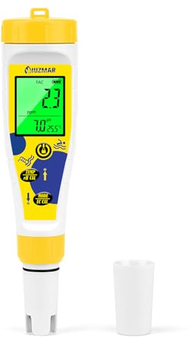 UIUZMAR Medidor pH Cloro para Piscina, Medidor Sal pH Agua Salada Piscina | Muestra Simultáneamente la Temp y la Salinidad pH, Medidor de Temp 7 en 1 para Hidroponía, Agua y Acuarios