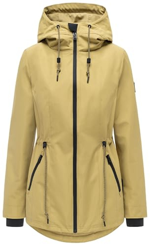 Navahoo Damen leichte wasserdichte Übergangsjacke kurze Jacke mit wasserdichtem Verschluss, Taillenzugkordel und verstellbarer Kapuze Blumentanz 14 S-3XL