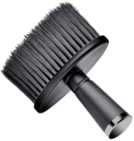 TOPPERFUN Brosse Cou Nuque Manche Électrolytique, Plumeau Professionnel Noir Mat, Brosse de Coiffure Compacte pour Salon et Usage Personnel, Outil de Coupe de Cheveux Doux Toucher,