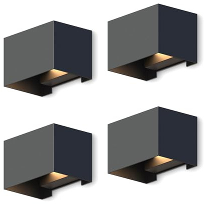 CALEX Venice Wandleuchte, für Außen & Innen, warmweißes Up & Down Licht, einstellbarer Lichtstrahl, wasserdicht, Schwarz, 4er Pack