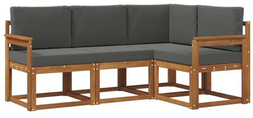 vidaXL Outdoor-Sofagarnitur mit Kissen 4 pcs Natur und Anthrazit, Outdoor Sofa, modernes Eckmöbel, Garten Lounge, langlebige Patio-Sitzgelegenheiten, Komfortables Terrassen-Set Wohnzimmer