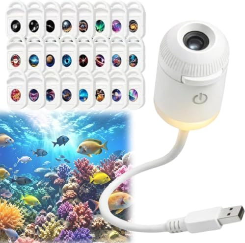 HD Smart Dynamic 5D, proiettore olografico per luce notturna, plug and play, proiettore stelle HD con film di proiezione 3/6/12/24, Plug and Play, regolabile a 360°, alimentazione USB, planetario