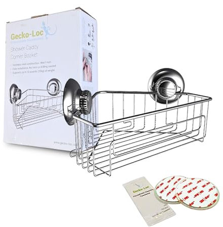 Gecko-Loc Dreieckiger Duschkorb aus Edelstein Mit Super Saugnapf für Ihr Badezimmer