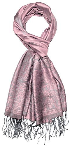 Lorenzo Cana Designer Damenschal rosa grau hochwertiger Markenschal jacquardgewebtes Paisleymuster 70 cm x 180 cm Modal Schal Frauen Tuch 9330911