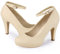 Allegra K Women's Round Toe Stiletto Heels Ankle Strap Court Shoe Beige 5.5 UK/Label Size 8 US