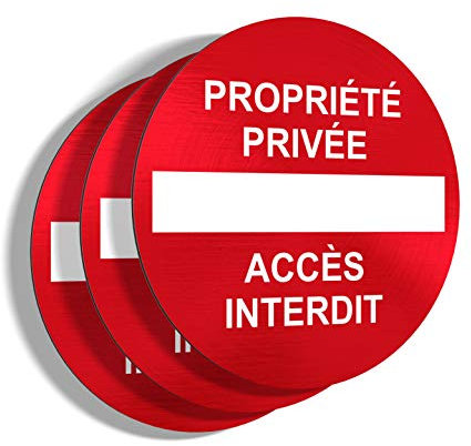 imaggge.com Panneaux rigides Propriété privée/Accès Interdit - Lot de 3 - Application sur Poteau, Mur, Porte de Garage - Ultra résistant - Aluminium (Pas PVC) - 20 cm