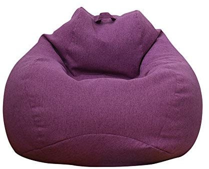Anemoner Classic Bean Bag Sofa Cover, Lazy Lounger Bean Bag Storage Chair Cover without Filling, Solid Color Simple Design Outdoor and Indoor for Adults Kids (Purple, 100x120CM)
