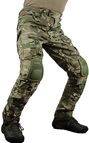 zuoxiangru Herren Taktische Hose Multi-Pockets Militär Camo Outdoor Airsoft Combat Jagdhose mit Knieschützern (CP, Tag 34)