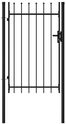 Tidyard Metall Einzeltor Zauntor Gartentor mit 3 Schloss, Hoftor Einfahrtstor Zauntür Gartentür Abschließbar, 1x1,5 m Schwarz