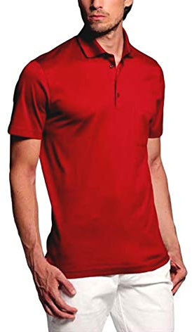 Montechiaro Polo Uomo Filo di Scozia con Taschino Rosso Rubino 720 Made in Italy Taglia 62