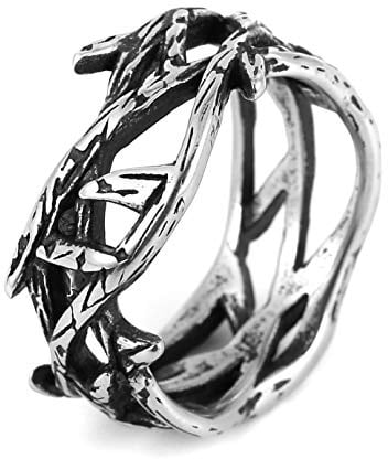 HZMAN Jesus Dornenkrone Ring für Herren Gothic Edelstahl Ring Schmuck Geschenk
