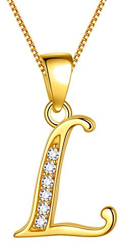 Aurora Tears Buchstabe L Halskette 925 Sterling Silber 18 Karat vergoldet Initiale L Alphabet Anhänger mit Zirkonia Schmuck Dating für Frauen DP0045L-Y